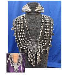 km black polish oxidised necklace set