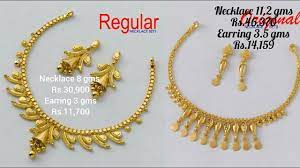 latest gold necklace set with weight
