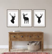deer prints deer head watercolor