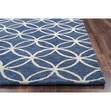 geometric blue ivory hand tufted area rug