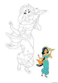 Pypus is now on the social networks, follow him and get latest free coloring pages and much more. Cute Princess Jasmine Coloring Pages Printable