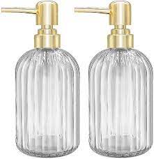 Set Of 2 Glass Kitchen Soap Dispenser