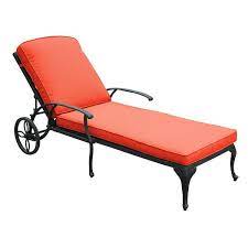 Bring the comfort of contemporary design to your outdoor ensemble with this charming chaise lounge. Aluminum Reclining Outdoor Chaise Lounge With Wheels And Cushions