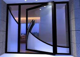 modern glass pivot hinges door design