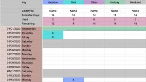employee vacation tracker excel