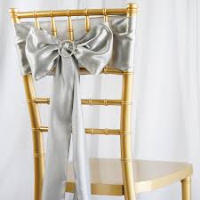 10 silver satin chair sashes ties bows