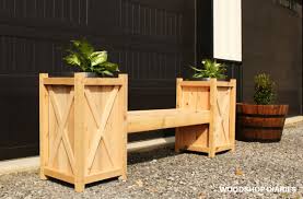 diy wooden planter bench buidling plans