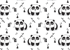 vector black and white cute panda pattern