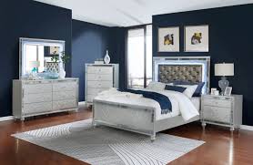 queen bedroom set with led lighting silver
