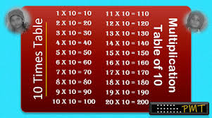 10 times multiplication table paymatrix