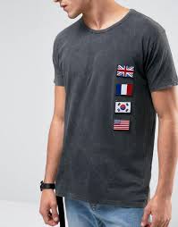Pull Bear T Shirt In Grey With Badge Detail Men T Shirts