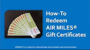 air miles redeeming gift certificates