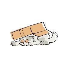 Funny Cartoon Katze Versteckt Sich Unter Einer Kiste Vektor Abbildung -  Illustration von karton, pappe: 156731885