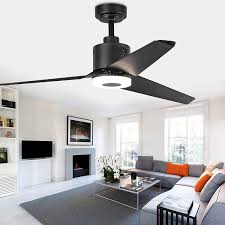 Finxin Ish09 M708647mn Indoor Ceiling Fan Light Fixtures Black Remote Led 52 Ceiling Fans For Bedroom Living Room Dining Room Including Motor 3 Bla
