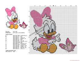 Disney Baby Daisy Duck With Butterfly Free Cross Stitch