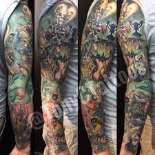 It starts at the top of the arm or the wrist and ending halfway around the elbow. Kingdom Hearts Sleeve By Tony Costello At Built 4 Speed Tattoos Orlando Fl Tattoos