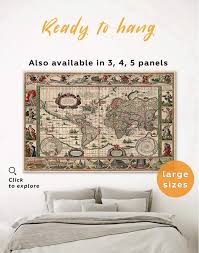 Antique Style World Map Canvas Wall Art