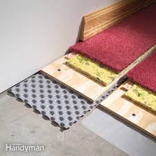 Learn how to install temporary flooring over carpet with these easy steps! How To Carpet A Basement Floor Diy Family Handyman