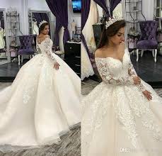 One of the most famous and classic wedding dress silhouettes is the ball gown. Long Sleeve Ball Gown Princess Wedding Dress Sheer Neck Corset Back Luxury Lace Appliques Bridal Gowns Sweep Trail Wedding Dressing Ball Gowns Perth From In Love 116 84 Dhgate Com