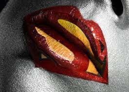 geek makeup superhero lipstick art