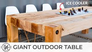 This diy outdoor dining table can be made using just three power tools. Giant Outdoor Dining Table With Cooler How To Woodworking Youtube