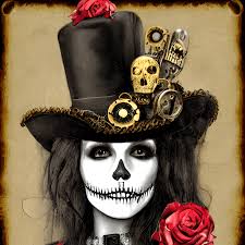 steunk portrait of lady skull with