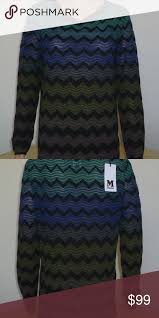 Nwt Missoni Sweater Top Zigzag Green Blue 8 44 M Missoni