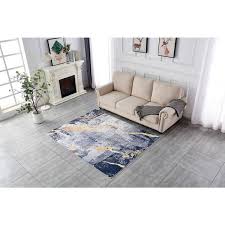 tatahance multi colored 5 ft x 6 6 ft abstract design blue gray yellow machine washable super soft area rug