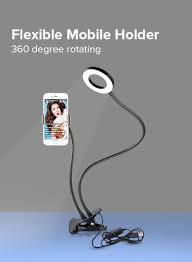 Flexible Mobile Phone Holder With Led Light Black