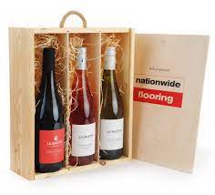 triple wooden wine gift box with