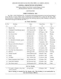 list of holidays in maharashtra