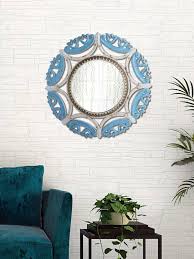 Blue Wooden Wall Mirror 7274742 Htm