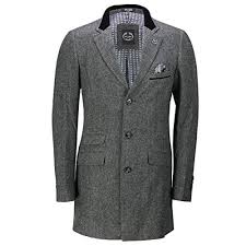 Xposed Mens 3 4 Long Tweed Overcoat