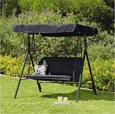 2 seater garden swing chair black