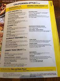 menu of california pizza kitchen