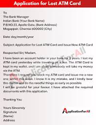 lost atm card and issue new atm card