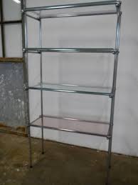 Chromed Metal Glass Shelf Unit For