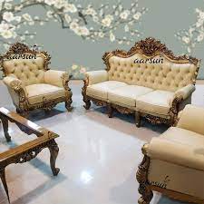 fully carved wooden royal sofa set in