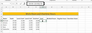how to calculate overtime hours in excel