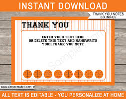 Printable Basketball Party Thank You Cards Basketball Birthday Party