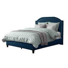Corliving Navy Blue Fabric Bed Frame