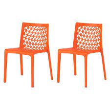 Lagoon Milan 7053 Stackable Dining Chair 2 Pcs Set Orange