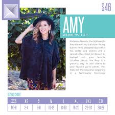 Womens Lularoe Amy Top Size Chart Including 2018 Updated