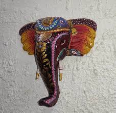 Hand Carved Multicolor Wooden Elephant