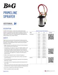 b g 11004300 primeline sprayer user manual