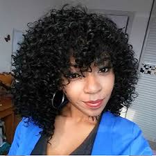 If you are a woman with olive or dark skin, don't think twice if you have curls, a jet black shade will make your riglets shine and stand out. Jet Black Synthetic Afro Curly Hair Wigs For Black Woman Short Kinky Hair Heat Resistance Fiber 290g 16 Black Buy Online In Aruba At Desertcart Productid 64195654