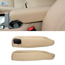 2 Beige Tan Leather Seat Armrest Cover
