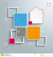 Squares Frames House Design 4 Options Stock Vector