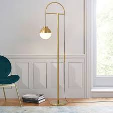 Modern Arc Gold Floor Lamp With White