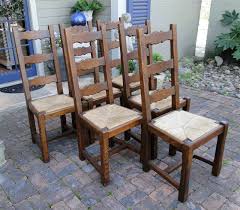 Enjoy free shipping on most stuff, even big stuff. Antique French Farm Dining Chairs Rush Seats Carved Tall Ladder Back Stretchers
